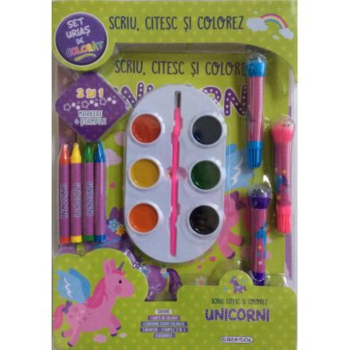 Scriu, citesc si colorez - Unicorni