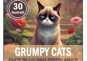 Carte de colorat, 30 de ilustratii, Grumpy Cats