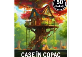 Carte de colorat pentru adulti, 50 de ilustratii, Case in copac