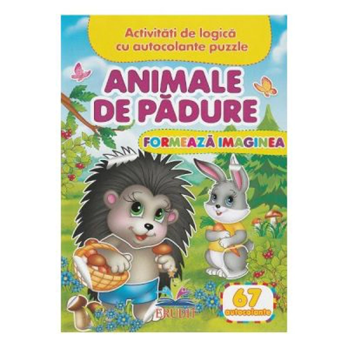 Formeaza imaginea. Animale de padure + 67 autocolante