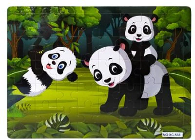 Puzzle lemn, 40 piese, Ursuleti panda