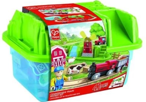 Set Trenulet rustic cu cutie de depozitare, Hape