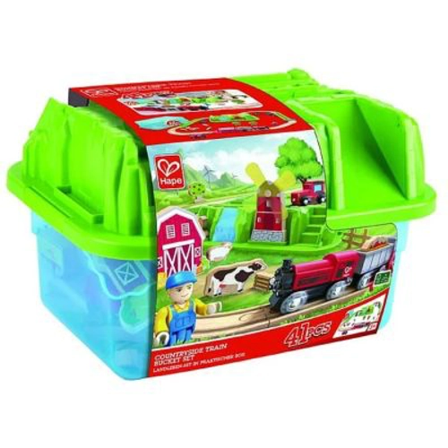 Set Trenulet rustic cu cutie de depozitare, Hape