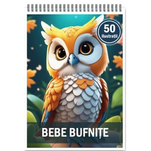 Carte de colorat, 50 de ilustratii, Bebe bufnite