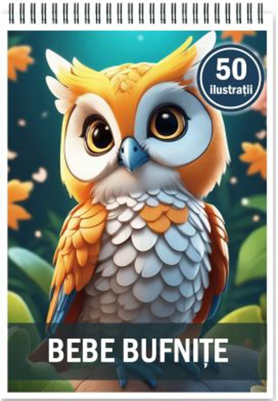 Carte de colorat, 50 de ilustratii, Bebe bufnite