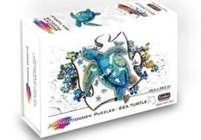 Puzzle din lemn multicolorat. Broasca testoasa, 125 piese