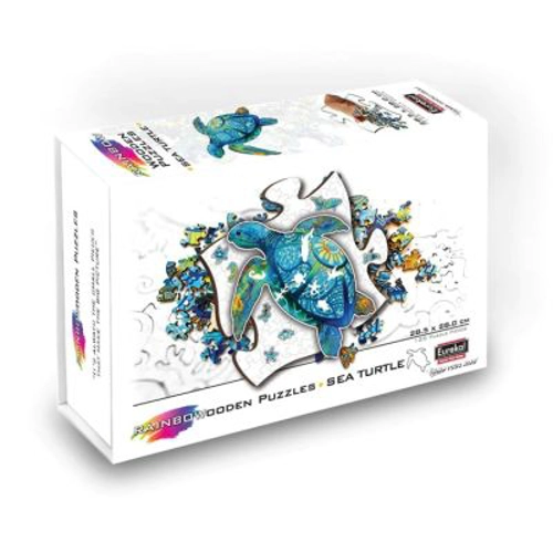 Puzzle din lemn multicolorat. Broasca testoasa, 125 piese