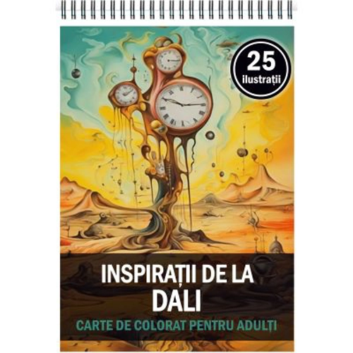 Carte de colorat pentru adulti, 25 de ilustratii, Dali