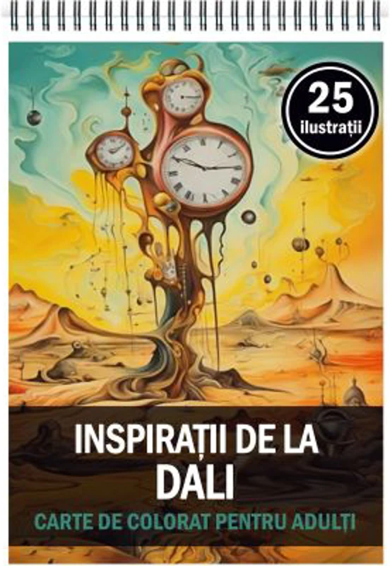 Carte de colorat pentru adulti, 25 de ilustratii, Dali