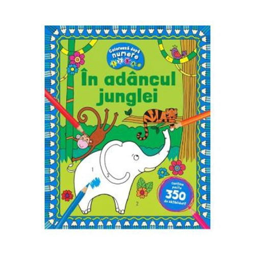 In adancul junglei. Coloreaza dupa numere + Abtibilduri