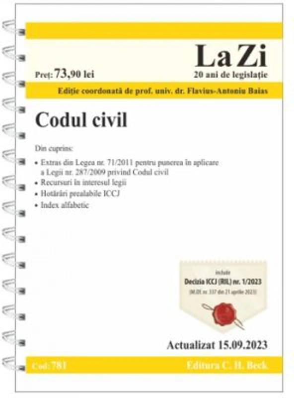 Codul civil. Cod 781. Actualizat la 15. 09. 2023
