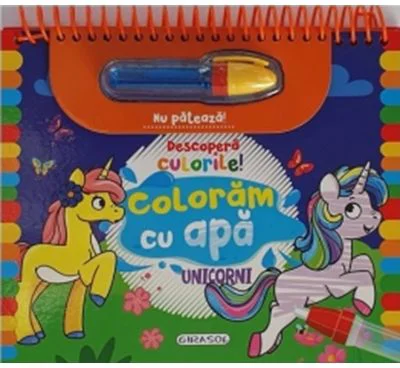 Descopera culorile! Coloram cu apa. Unicorni