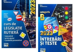 Pachet 2 volume - Intrebari si teste si Curs de legislatie 2023 pentru categoria B