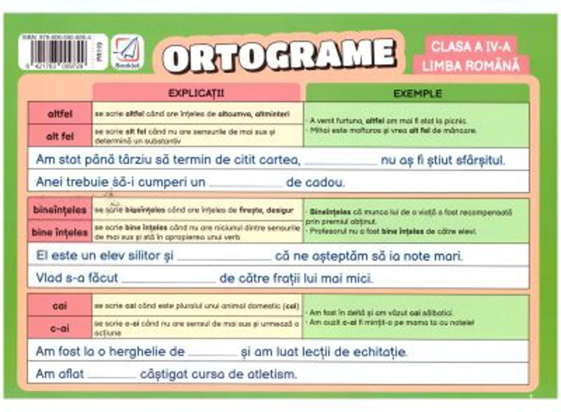 Pliant Ortograme. Clasa a 4-a, limba romana
