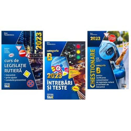 Pachet Legislatie 3 volume. Intrebari si teste, Curs de legislatie si Chestionare 2023 pentru categoria B