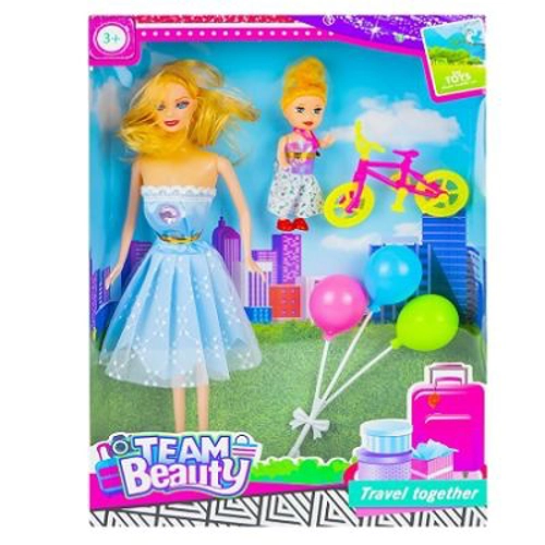 Papusa + papusica cu bicicleta