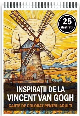 Carte de colorat pentru adulti, 25 de ilustratii, Vincent van Gogh