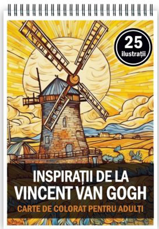 Carte de colorat pentru adulti, 25 de ilustratii, Vincent van Gogh