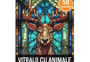 Carte de colorat, 50 de ilustratii, Vitralii cu Animale