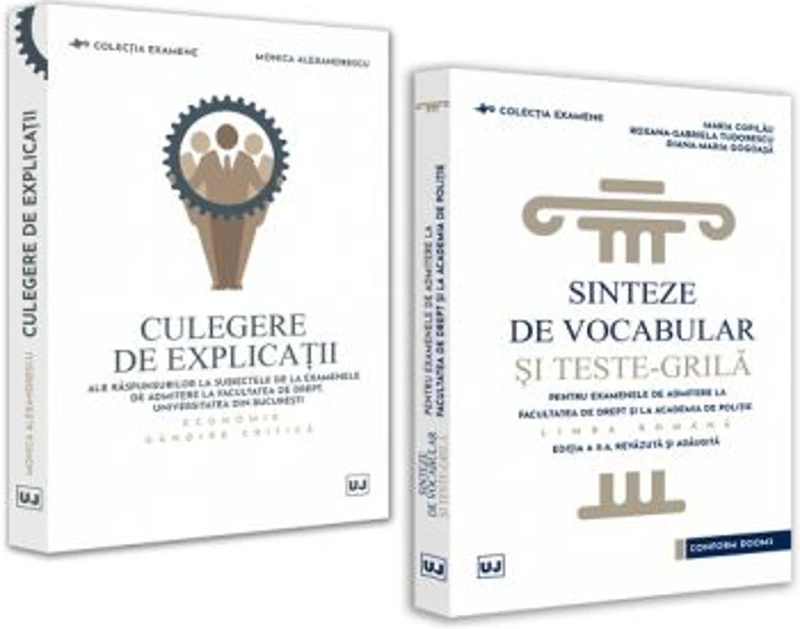 Pachet Sinteze de vocabular si teste-grila editia 2 si, Culegere de explicatii ale raspunsurilor la subiectele de la examenele de admitere la Facultatea de Drept