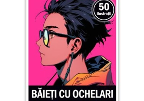 Carte de colorat pentru adulti, 50 de ilustratii, Baieti cu ochelari