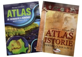 Set 2 atlase scolare pentru clasa a IV-a. Atlas de Geografie a Romaniei, Atlas de Istorie - Manuela Popescu