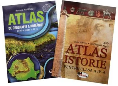 Set 2 atlase scolare pentru clasa a IV-a. Atlas de Geografie a Romaniei, Atlas de Istorie - Manuela Popescu