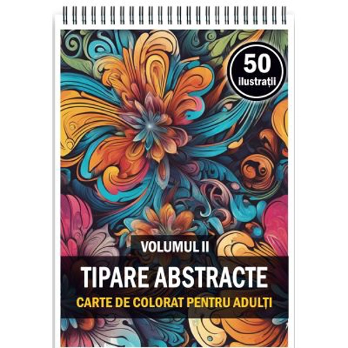 Carte de colorat, 50 de ilustratii, Tipare Abstracte, Volumul 2