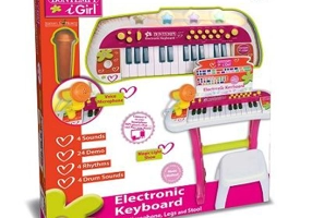 Orga electronica roz cu scaun si microfon, Bontempi
