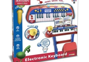 Orga electronica rosie cu scaun si microfon, Bontempi