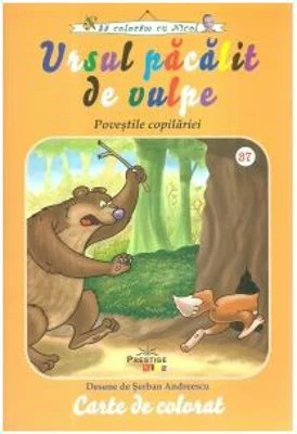 Ursul pacalit de vulpe. Carte de colorat