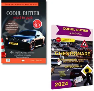 Pachet Codul Rutier mura in gura. Ghid simplificat + Chestionare pentru obtinerea permisului auto