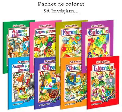 Pachet 8 carti de colorat format A4