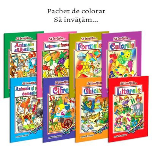 Pachet 8 carti de colorat format A4