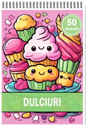 Carte de colorat, 50 de ilustratii, Dulciuri