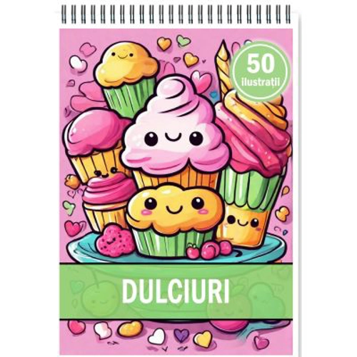 Carte de colorat, 50 de ilustratii, Dulciuri