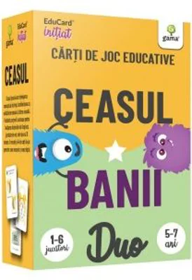 Duo Card. Ceasul. Banii. Carti de joc educative