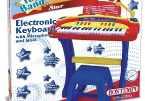Orga electronica albastra cu scaun si microfon, Bontempi