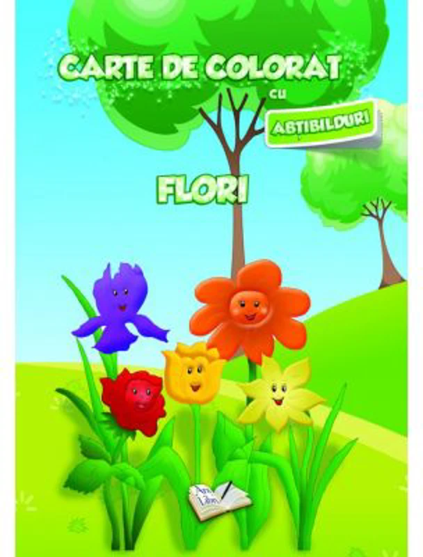 Carte de colorat cu abtibilduri. Flori
