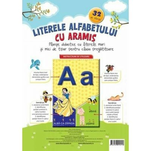 Literele alfabetului cu Aramis. Planse didactice cu litere mari si mici de tipar pentru clasa pregatitoare. 32 de planse - Celina Iordache