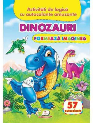 Dinozauri. Formeaza imaginea. 57 autocolante