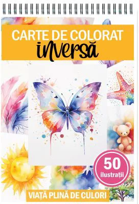 Carte de colorat inversa cu 50 de ilustratii, Viata plina de culori