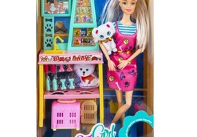 Papusa cu accesorii salon animale