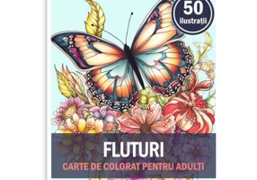Carte de colorat, 50 de ilustratii, Fluturi, Volumul 2