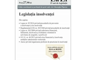 Legislatia insolventei. Cod 681. Actualizat la 19. 11. 2018
