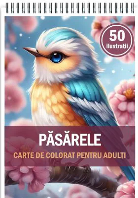 Carte de colorat, 50 de ilustratii, Pasarele