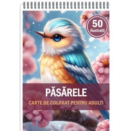 Carte de colorat, 50 de ilustratii, Pasarele