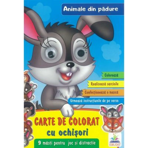Animale din padure-Carte de colorat cu ochisori