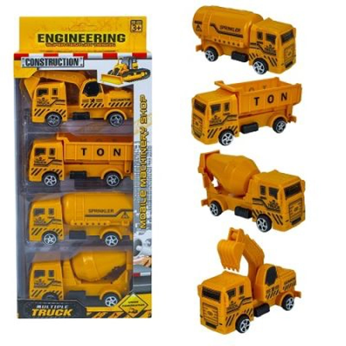 Masini constructii, cu frictiune, 4 buc. / set