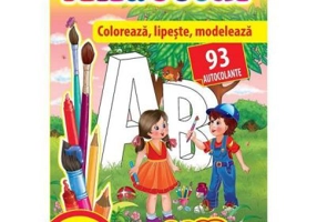 Alfabetul. Coloreaza, lipeste, modeleaza. 93 autocolante + model 3D